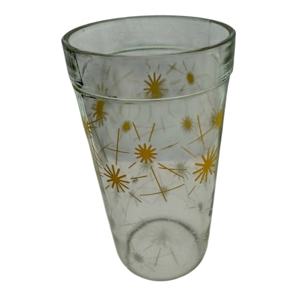 MCM 50s Vintage Atomic White And Yellow Starburst Glass - Picture 2 of 9